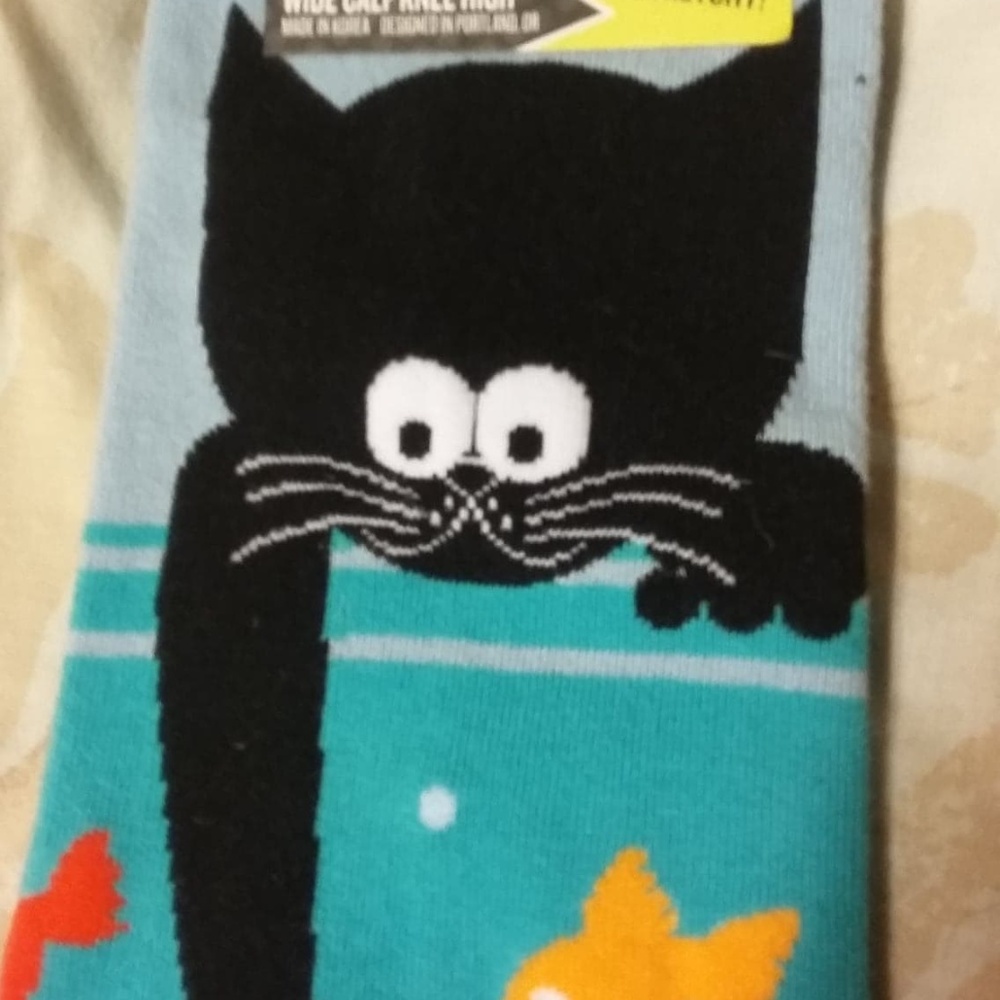 Cat wide calf knee high socks